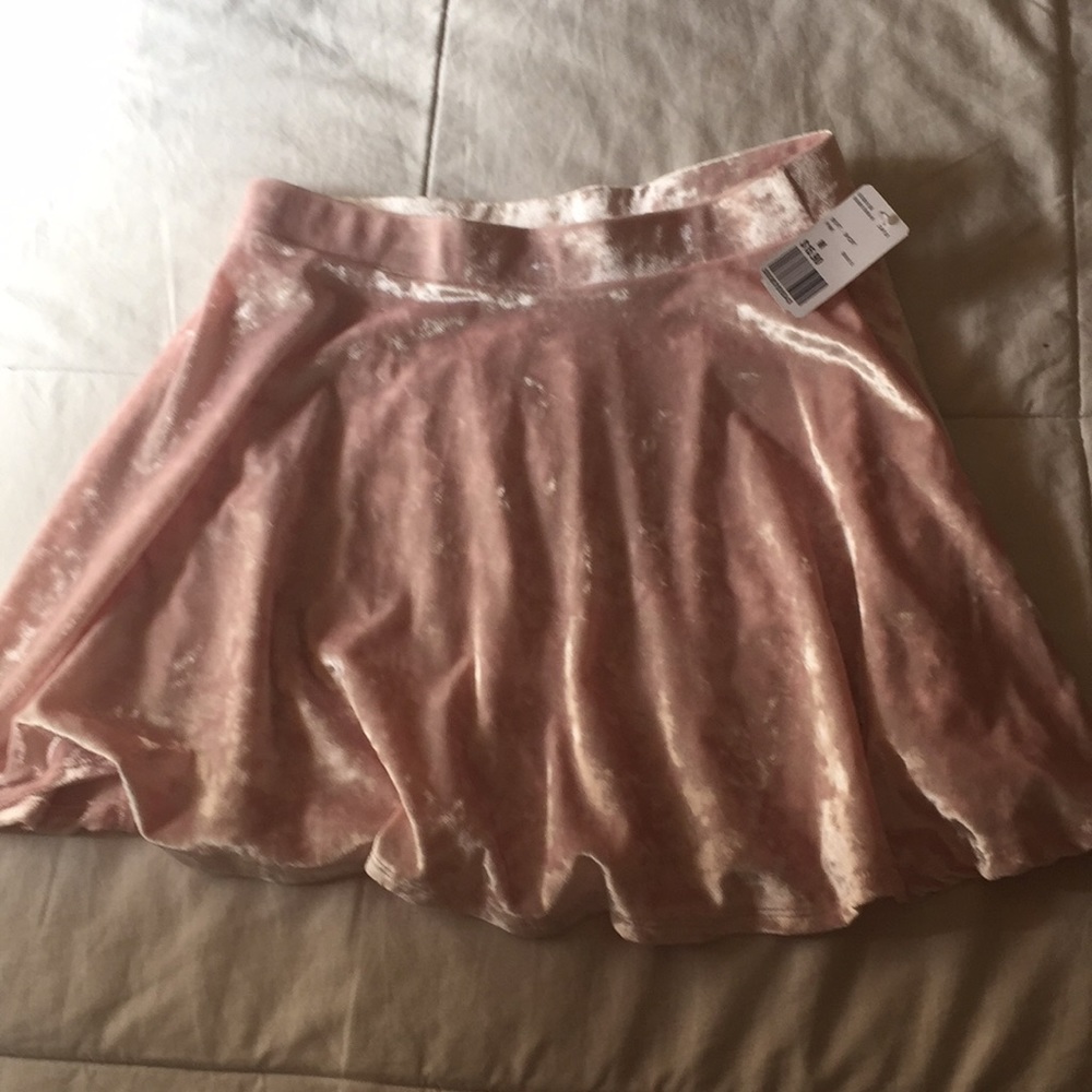 Baby pink velvet mini skirt